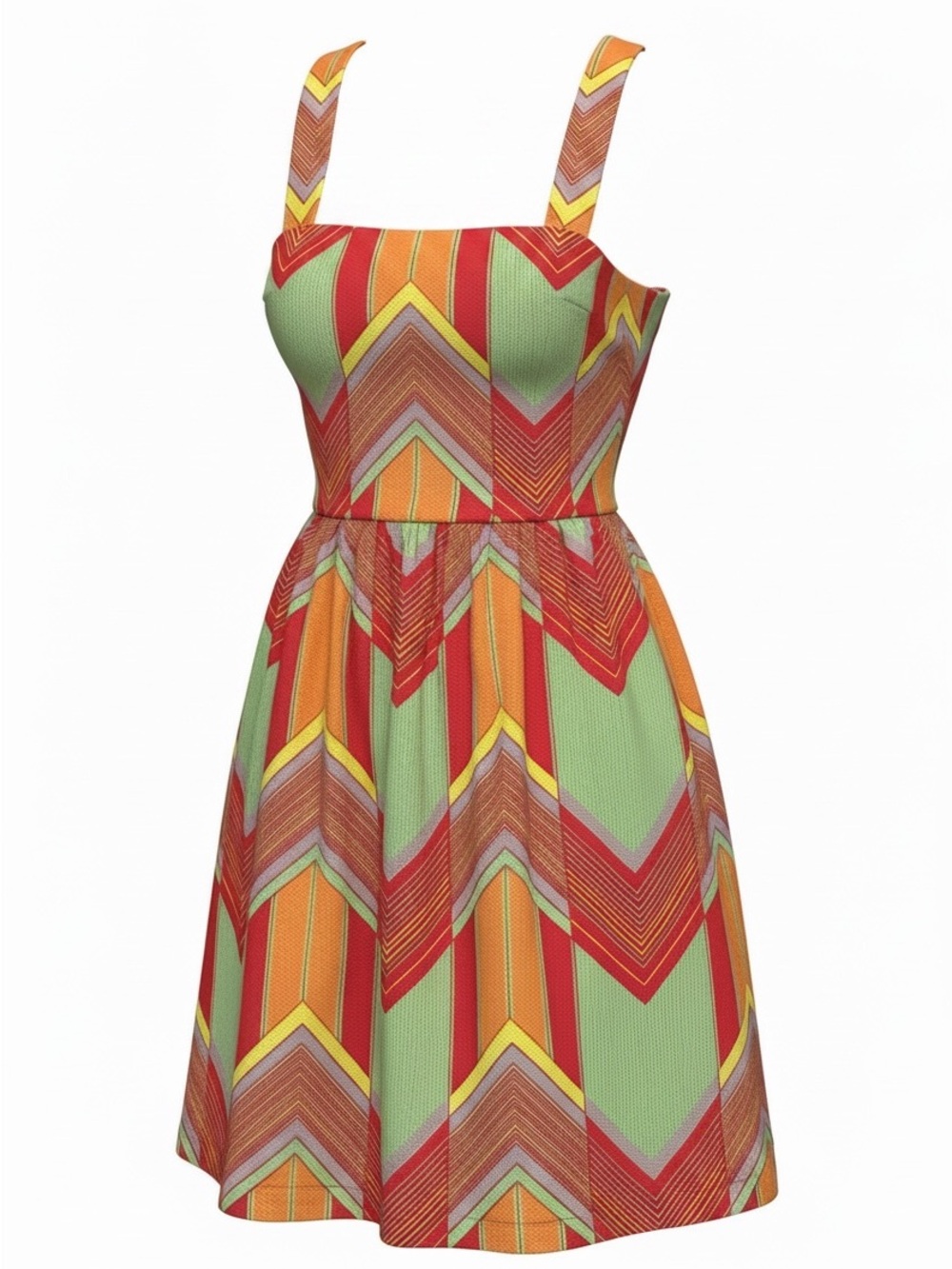 Judith March Cross-Back Bow Retro Geometric Mini Pockets Cotton Sz S 70 Bohemian